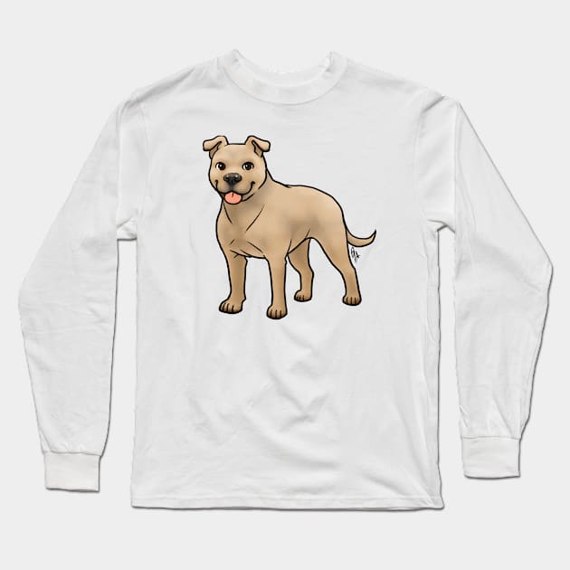 Dog - American Staffordshire Terrier - Natural Fawn Long Sleeve T-Shirt by Jen's Dogs Custom Gifts and Designs